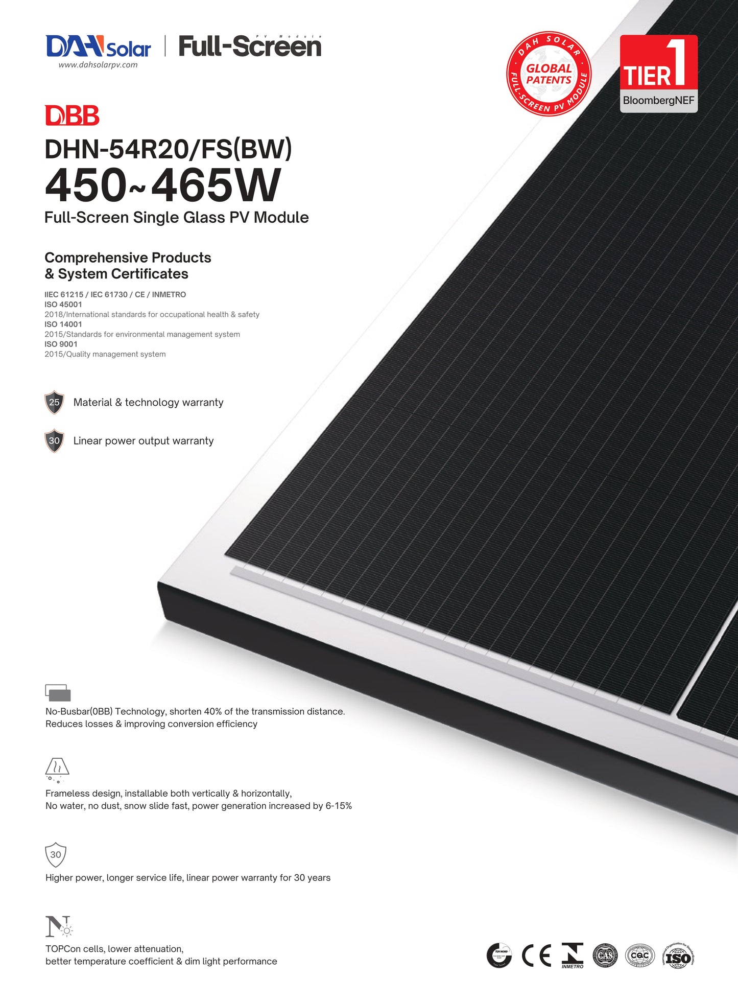 DAH Solar DHN-54R20-FS(BW)-460W Container