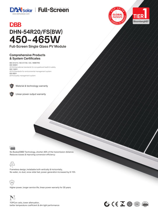 DAH Solar DHN-54R20-FS(BW)-460W Container