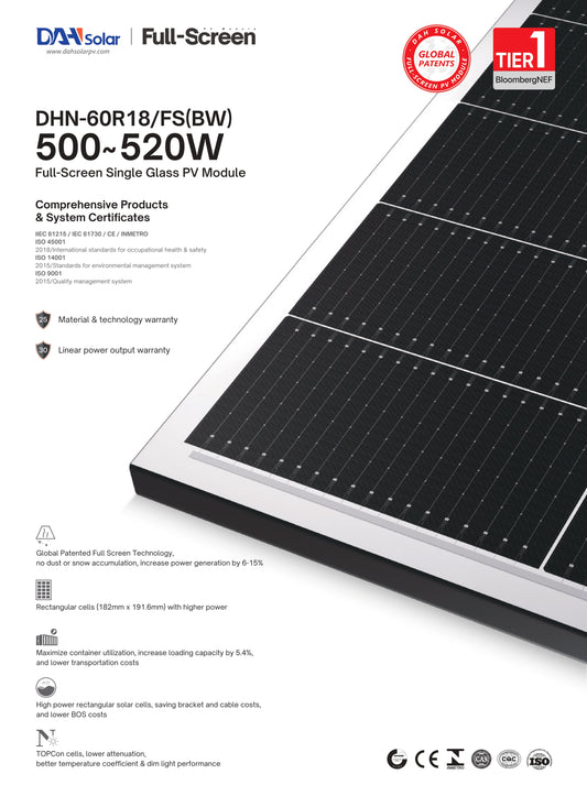 DAH Solar DHN-60R18/FS(BW)-510W Container